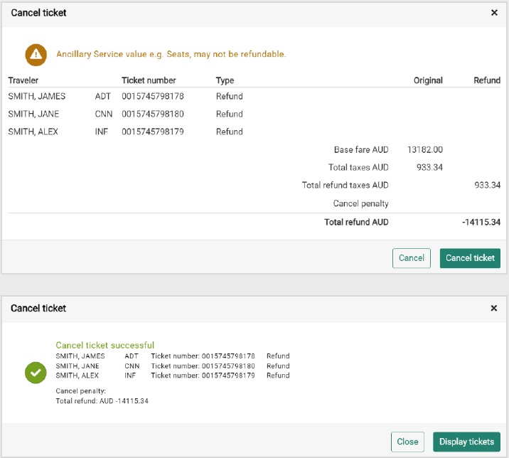 23.8 NDC_Multi Pax CXL ticket